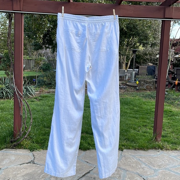 🩷 OLD NAVY; Brand New w/Tags; 55% Linen/45% Rayon White Viscose Pants; Size LT! - Picture 4 of 12